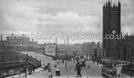 Cromwell's Statue and Exchange Station, Manchester. c.1905